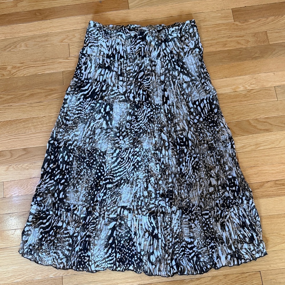 Chico's Black and White Patterned A-Line Skirt